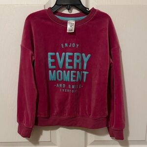 Kids Burgundy Sweatshirt with Teal Text